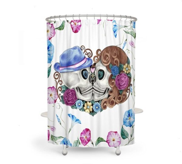 Kissing Skulls Shower Curtain for Bathroom Decor, Home Decor