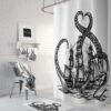 Kraken Shower Curtain Black And White for Bathroom