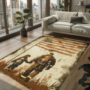 Loving Memories: Personalized Firefighter Rugs for Dad and Daughter, Firefighter Rugs for Living Room Bedroom, Firefighter Rectangular Rugs Full Size FR115