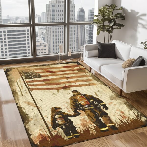 Loving Memories: Personalized Firefighter Rugs for Dad and Daughter, Firefighter Rugs for Living Room Bedroom, Firefighter Rectangular Rugs Full Size FR115