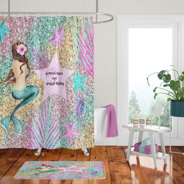 Mermaid Kisses Shower Curtain for Bathroom Decor, Home Decor
