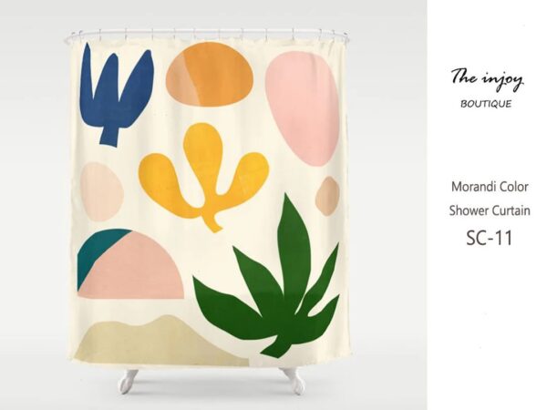 Minimalist Botanical Shower Curtain, Waterproof And Washable Bath Curtain, Tropical Bathroom Set, Curtain For Home Decor