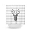 Monogram Shower Curtain, Deer Head Antler Bathtub Curtain, Woodland Bathroom, Gray Bathroom Decor, Gray Stripe Boy Bathroom