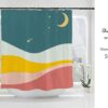 Moon And Stars Phases Shower Curtain, Farmhouse Shower Curtains, Boho Home Decor