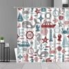 Ocean Marine Life Shower Curtain, Underwater World Whale Seahorse Lighthouse Ship Nautical Bathroom Curtain
