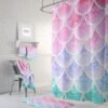 Pastel Mermaid Scales Shower Curtain for Bathroom Decor, Home Decor