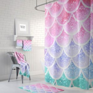 Pastel Mermaid Scales Shower Curtain for Bathroom Decor, Home Decor