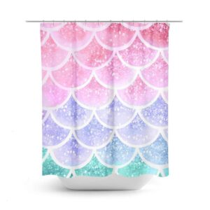 Pastel Mermaid Scales Shower Curtain for Bathroom Decor, Home Decor
