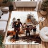 Patriotic Fireman Custom Rectangular Rug: Celebrate Patriotism and Heroism, Firefighter Rugs for Living Room Bedroom, Firefighter Rectangular Rugs Full Size FR80