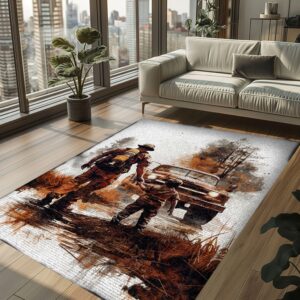 Patriotic Fireman Custom Rectangular Rug: Celebrate Patriotism and Heroism, Firefighter Rugs for Living Room Bedroom, Firefighter Rectangular Rugs Full Size FR80