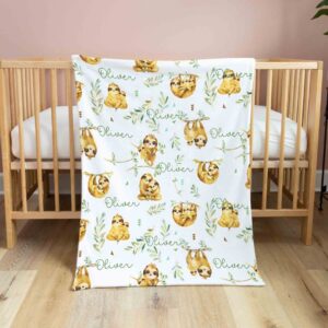 Personalized Animal Baby Quilt Blankets - Sloth, With Name or Suitable for Home Decoration