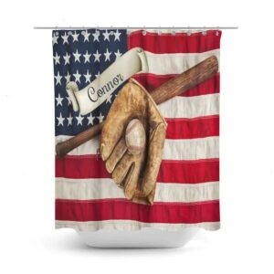 Personalized Baseball Shower Curtain for Bathroom Decor, Home Decor