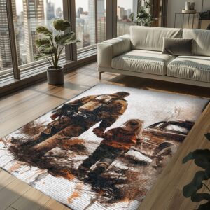 Personalized Dad and Daughter Firefighter Bond: Living Room Bedroom Rugs, Firefighter Rugs for Living Room Bedroom, Firefighter Rectangular Rugs Full Size FR111