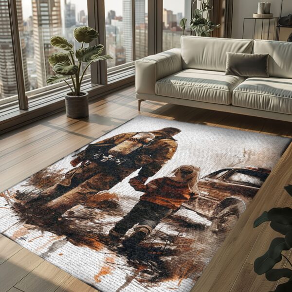 Personalized Dad and Daughter Firefighter Bond: Living Room Bedroom Rugs, Firefighter Rugs for Living Room Bedroom, Firefighter Rectangular Rugs Full Size FR111