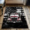 Personalized Firefighter Courage and Bravery Area Rug: Inspire Heroic Actions at Home, Firefighter Rugs for Living Room Bedroom, Firefighter Rectangular Rugs Full Size FR53