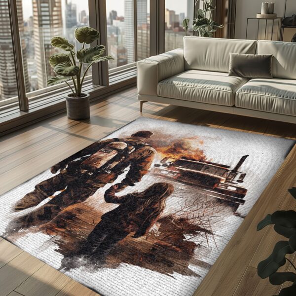 Personalized Firefighter Dad and Daughter Area Rug, Firefighter Rugs for Living Room Bedroom, Firefighter Rectangular Rugs Full Size FR113