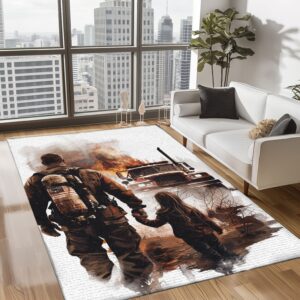 Personalized Firefighter Dad and Daughter Area Rug, Firefighter Rugs for Living Room Bedroom, Firefighter Rectangular Rugs Full Size FR113