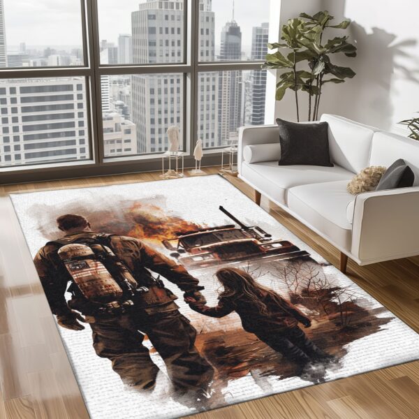 Personalized Firefighter Dad and Daughter Area Rug, Firefighter Rugs for Living Room Bedroom, Firefighter Rectangular Rugs Full Size FR113