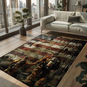 Personalized Firefighter Dad and Son Rug Set, Firefighter Rugs for Living Room Bedroom, Firefighter Rectangular Rugs Full Size FR106