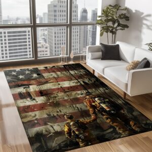 Personalized Firefighter Dad and Son Rug Set, Firefighter Rugs for Living Room Bedroom, Firefighter Rectangular Rugs Full Size FR106