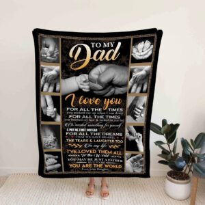 Personalized Hand Holding Quilt Blanket For Dad - Home Decoration