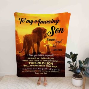 Personalized Lion Quilt Blanket for Son - Custom Name, Family or Suitable for Home Decoration