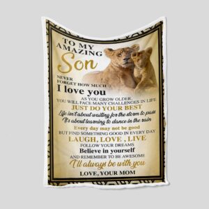 Personalized Lions Family Throw Blanket for Son - Blanket For Boy, Great Gifts for Family or Christmas Gift