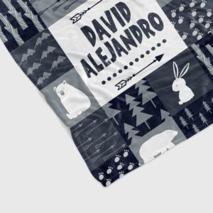 Personalized Name Blanket - Custom Family Bear and Rabbit Quilt
