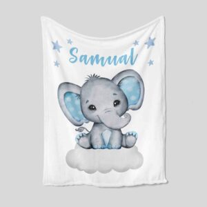 Personalized Name Quilt Blanket - Custom Baby Elephant Bedding Set