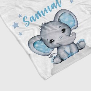 Personalized Name Quilt Blanket - Custom Baby Elephant Bedding Set