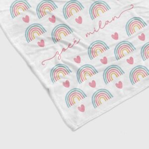 Personalized Name Rainbow Quilt Blanket - Custom Name, Perfect for Baby or Great Gifts for Family