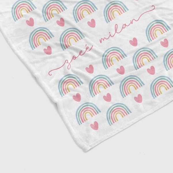 Personalized Name Rainbow Quilt Blanket - Custom Name, Perfect for Baby or Great Gifts for Family