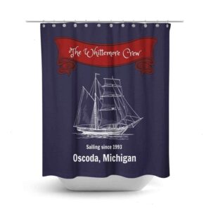 Personalized Nautical Shower Curtain for Bathroom Decor, Home Decor