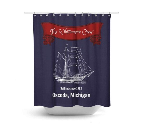 Personalized Nautical Shower Curtain for Bathroom Decor, Home Decor
