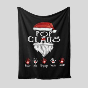 Personalized Pop Claus Quilt Blanket - Custom Hand With Name, Grandpa or Christmas Gift