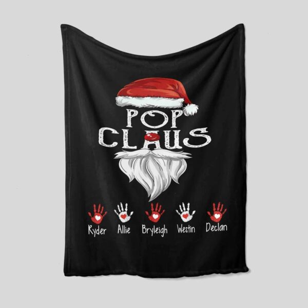 Personalized Pop Claus Quilt Blanket - Custom Hand With Name, Grandpa or Christmas Gift