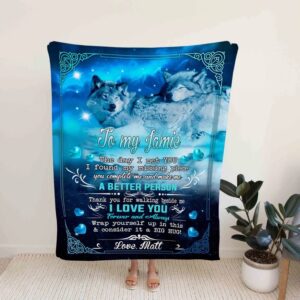 Personalized Quilt Blanket - Wolf, Winter, Heart, Family or Great Gifts for Family