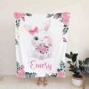 Personalized Rabbit Quilt Blanket - Custom Baby Girl, Perfect for Bedroom Decor or Great Gifts for Family