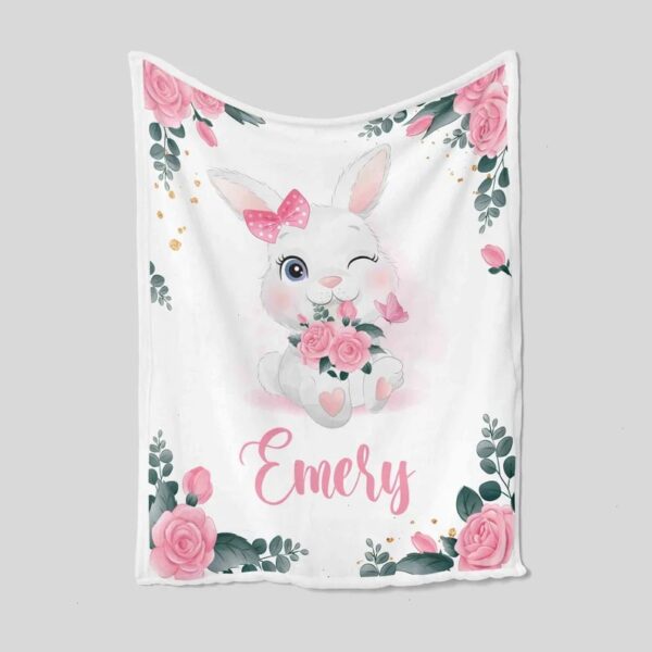Personalized Rabbit Quilt Blanket - Custom Baby Girl, Perfect for Bedroom Decor or Great Gifts for Family
