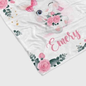 Personalized Rabbit Quilt Blanket - Custom Baby Girl, Perfect for Bedroom Decor or Great Gifts for Family