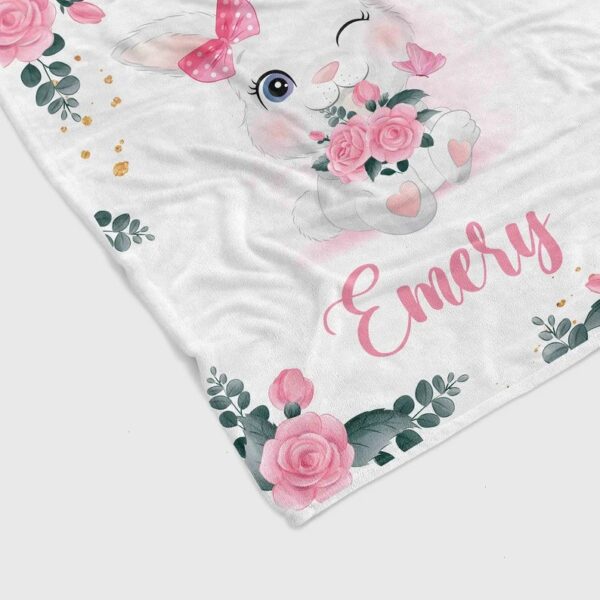 Personalized Rabbit Quilt Blanket - Custom Baby Girl, Perfect for Bedroom Decor or Great Gifts for Family
