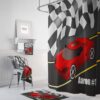 Personalized Race Car Shower Curtain for Bathroom Decor, Home Decor