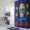 Personalized Sugar Skull Shower Curtain for Bathroom Decor, Home Decor