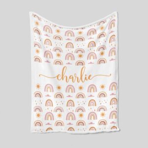 Personalized Sun and Rainbow Quilt Blanket - Custom Baby, Family, Perfect for Bedroom Decor or Gift for Christmas