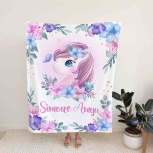 Personalized Unicorn Quilt Blanket - Custom Baby Girl, Family or Perfect for Bedroom Decor