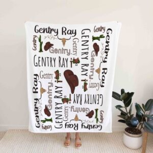 Personalized Western Baby Quilt Blankets - With Name for Boys, Cowboy Print or Great Gifts for Family