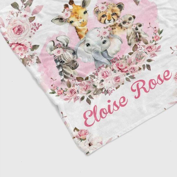 Personalized Woodland Safari Baby Quilt - Custom Name, Lion, Elephant, Giraffe, Monkey or Suitable for Home Decoration