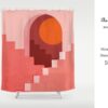 Pink Bohemian Midcentury Art Shower Curtain, Waterproof And Washable Shower Curtain, Minimalist Boho Customized Bath Curtains