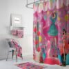 Pink Retro Theme Shower Curtain for Bathroom Decor, Home Decor