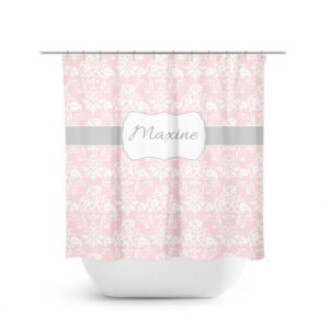 Pink White Gray Damask Shower Curtain, Pink White Bathroom, Custom Bathroom Decor, Personalized Shower Decor, Pink Gray Bathroom